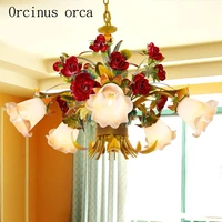 european style living room flowers chandeliers art iron flowers lights korean bedroom chandelier postage free