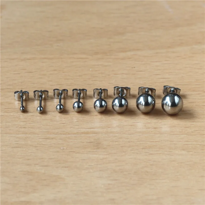 Q2 нержавеющая сталь 316 L Stud Серьги с шариками Shape вакуумное покрытие не выцветает