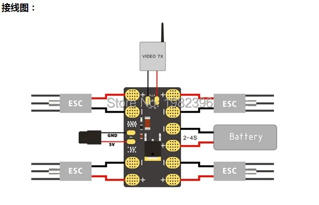 Мини распределительная плата с 5V BEC светодиодными лампами для FPV