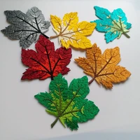 6pcsset maple leaf embroidery patches for clothing 3d leaves embroidered patches diy iron on embroidery appliques parches