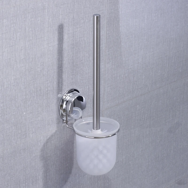 Suction Cup Toilet Bowl Brush Holder Set Bathroom Stainless Steel Wall Mounted | Обустройство дома