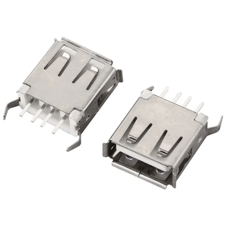 50 шт./лот USB 2 0 A Тип женские изогнутые ножки 4Pin коннекторы 15 мм разъем Jack Tail Plug Sockect