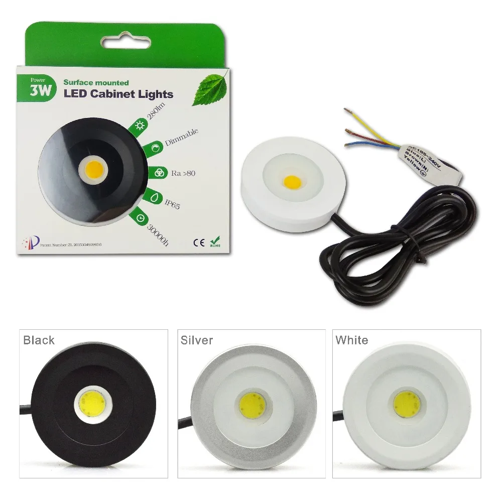 3W Led Cabinet Ceiling Light  AC110V Or AC220V Input Dimming COB IP65 Indoor Use  DownLight Furniture Showcse Lamp 6pcs