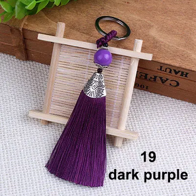 19 dark purple Брелок с кисточками декоративный шелк DIY кисточка шелковая кисточка швейная ткань аксессуары бахрома отделка для DIY кулон кисточкой сумка Декор - Цвет: 19 dark purple