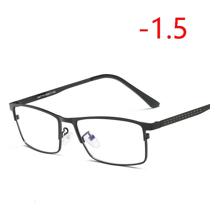 Myopia 150 1,56 асферические линзы, полная оправа, бизнес очки по рецепту, мужские Модные металлические квадратные очки для близорукости с градусом 0-0,25-0,5 до-4,0 - Цвет оправы: Myopia 150