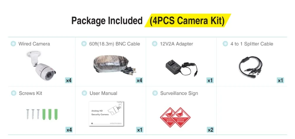 Tonton 1080 P 4 шт HD 2.0MP Hi-resolution CCTV камера безопасности с 82ft ночного видения водостойкий для 1080 P FULL HD системы цифровой видеозаписи