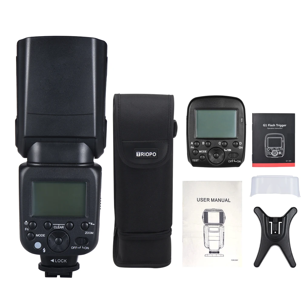

TRIOPO G1500 2.4G HSS 1/8000s GN58 TTL Wireless Master Slave Flash Speedlite+Trigger for Sony A77II A7RII A7R A58 A99 ILCE600L