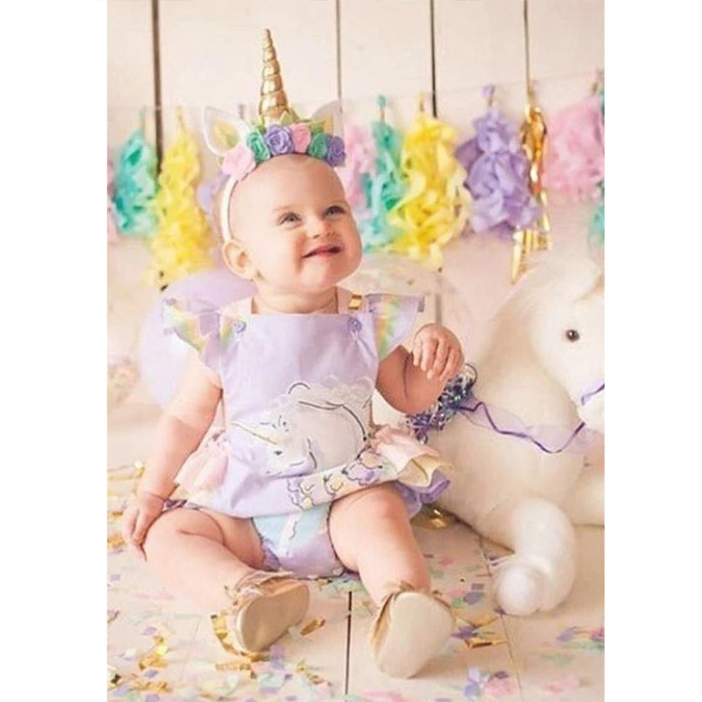

Chifuna Baby Girl Rompers Summer Girls Clothing Unicorn Newborn Baby Clothes Cute Baby Jumpsuits Infant Girls Rompers