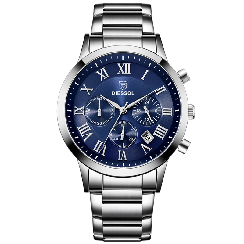 Дизсол мужские часы Топ бренд класса люкс Хронограф Бизнес Кварцевые спортивные