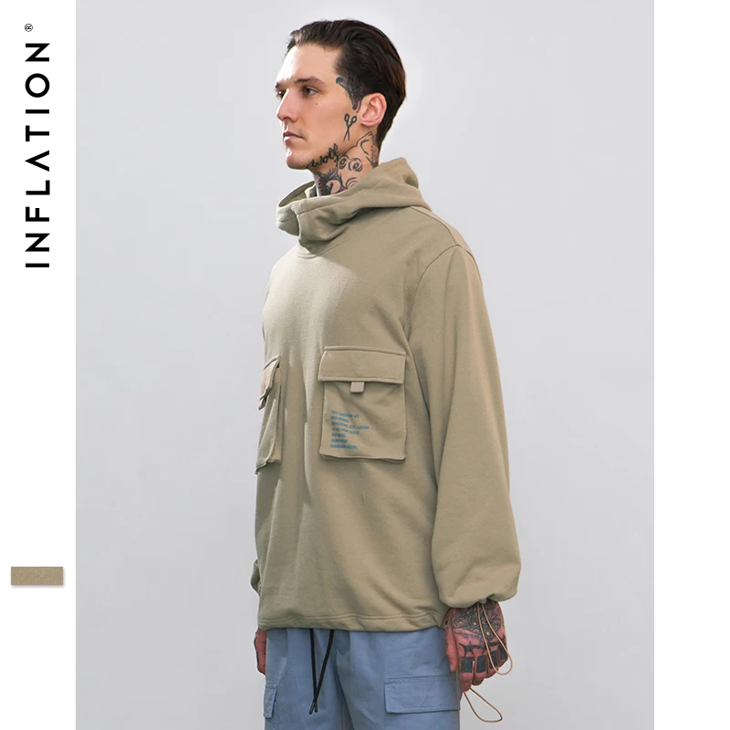 Инфляция 2018 брендовая одежда мульти-карман водолазка толстовки свободный крой