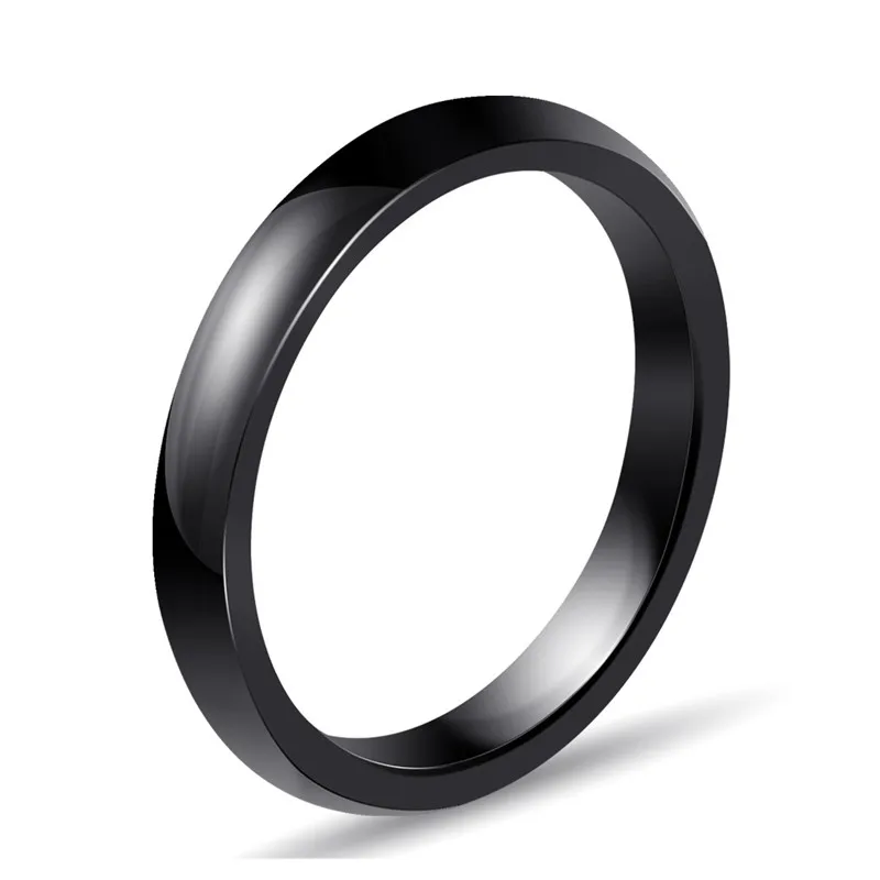 NHGBFT 3 мм Широкие гладкие белые/черные керамические кольца Свадебные ювелирные изделия женские кольца Прямая поставка