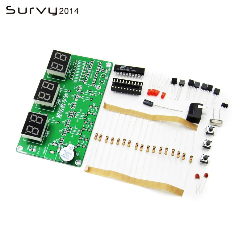 AT89C2051/DS3231 цифровые 4/6 битов электронные часы набор для производства DIY Kit