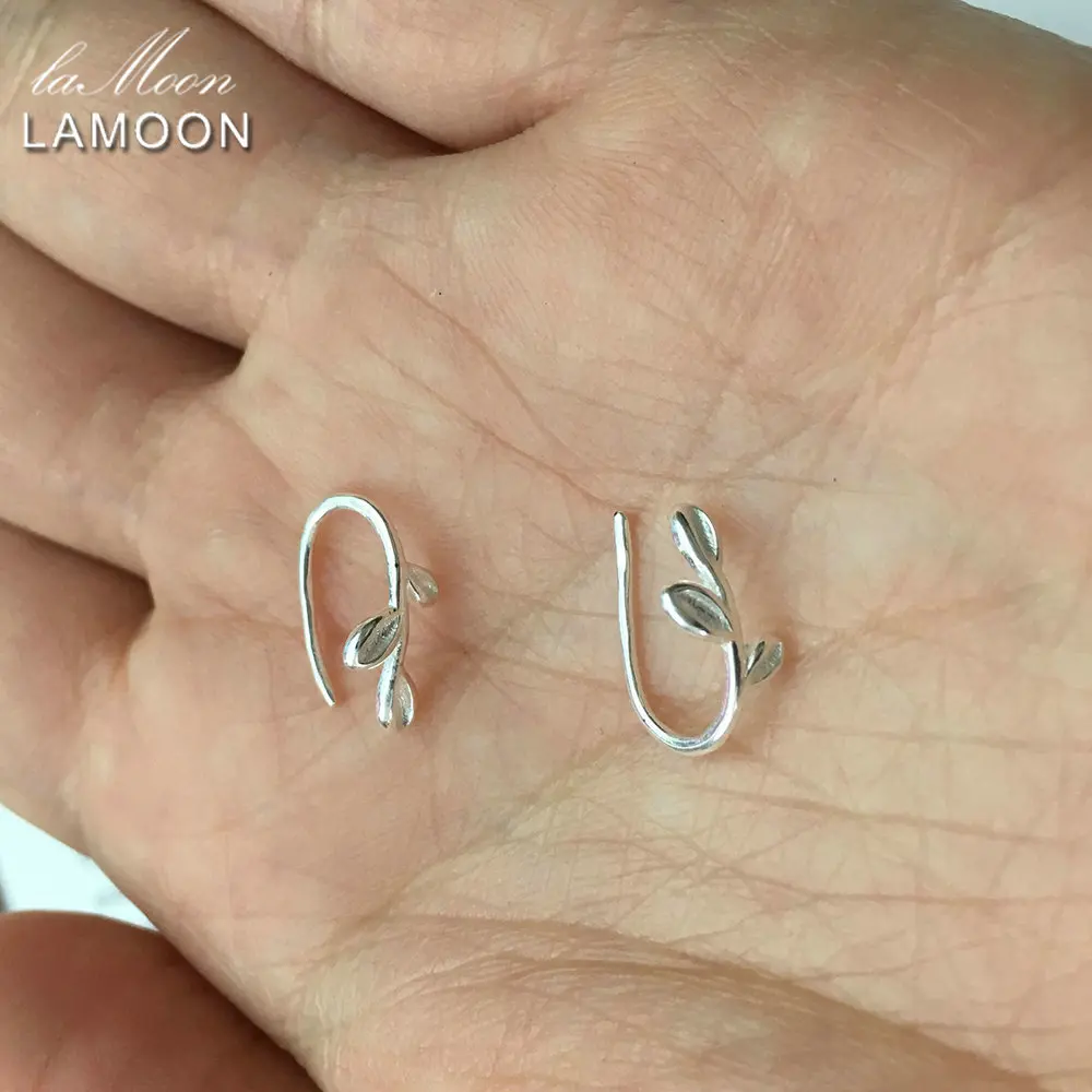 Серьги-клипсы LAMOON с маленькими листьями модный аксессуар 100% чистое серебро 925