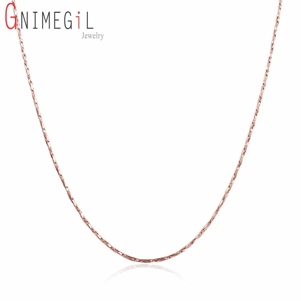 GNIMEGIL Мода 0 5 мм Ширина 18 &quotцвета розового золота звено цепи ожерелье для