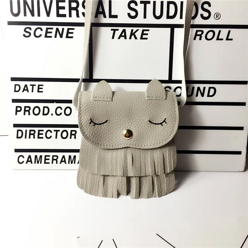 

Kids Girls PU Leather Tassel Small Cat Shoulder Mini Messenger Phone Bag Purses