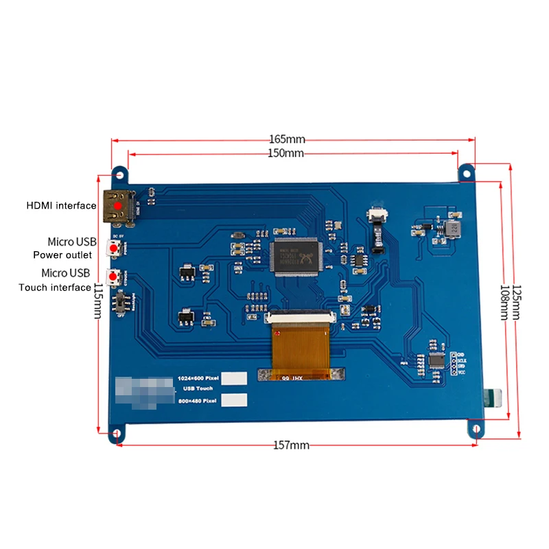 

10,1 1024x600 Raspberry Pi 2 3 B + HDMI