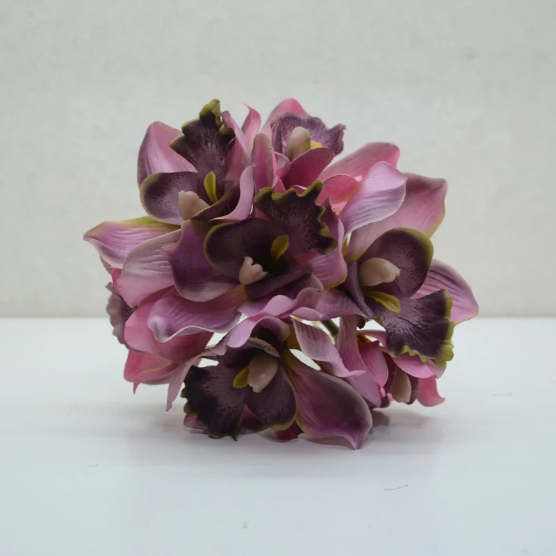 Разноцветные искусственные декоративные орхидеи с 7 цветками/шт. шелковые цветы