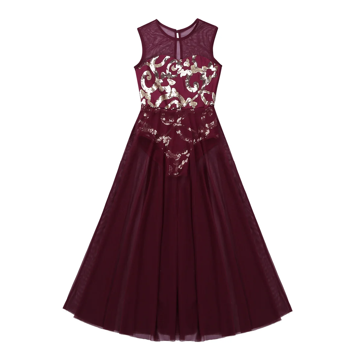 Kids Girls Sequin Latin Dance Dress Ballet Leotards for Girls Dance Costume Sleeveless Gatsby Ballerina Dancewear Ballroom Dress