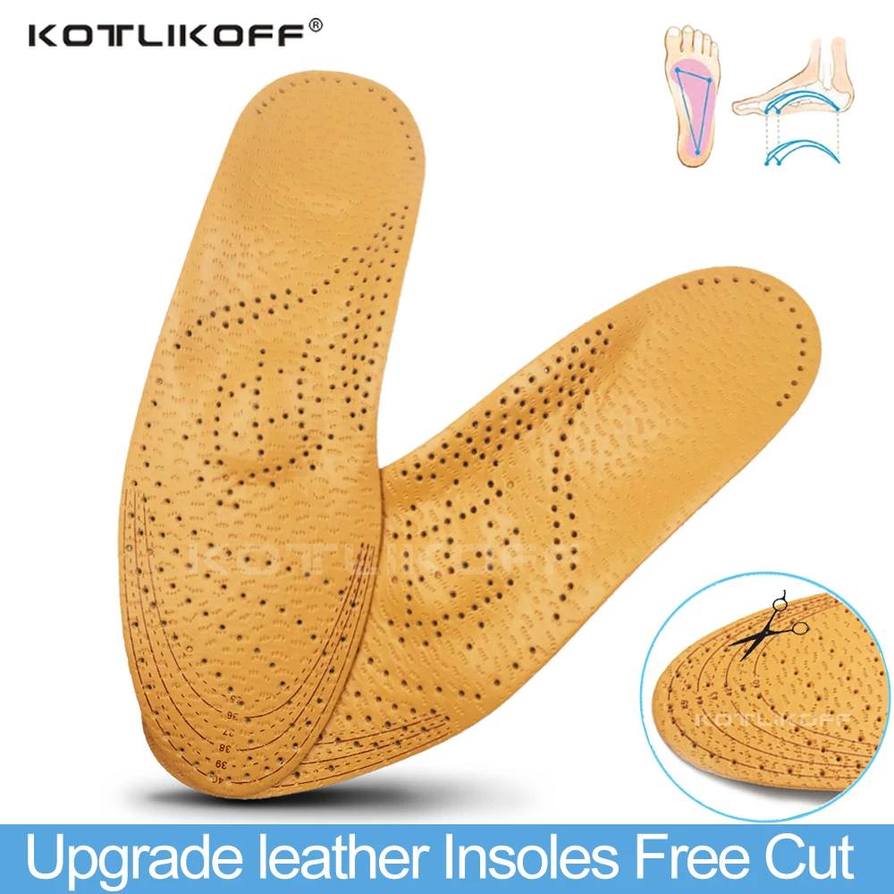 

KOTLIKOFF Plus Size Leather Orthotics Insole For Flat Foot Arch Support 25mm Orthopedic Silicone Insoles For Men And Women MJ020