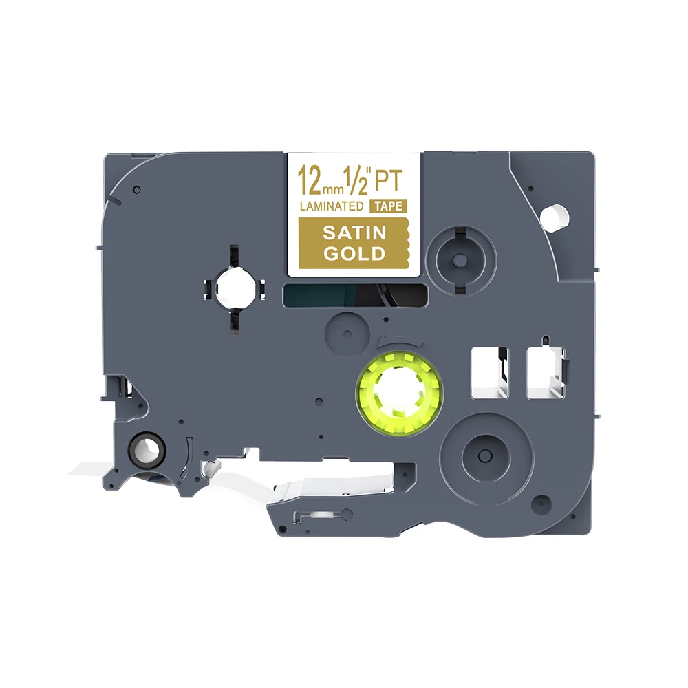 white-Satin Gold 1 шт. 12 мм кассеты для этикеток TZ MQ835 TZe MQ835 ламинированные ленты Compatble для Brother P-Touch белый на атласном золотом brother labeler - Цвет: white-Satin Gold