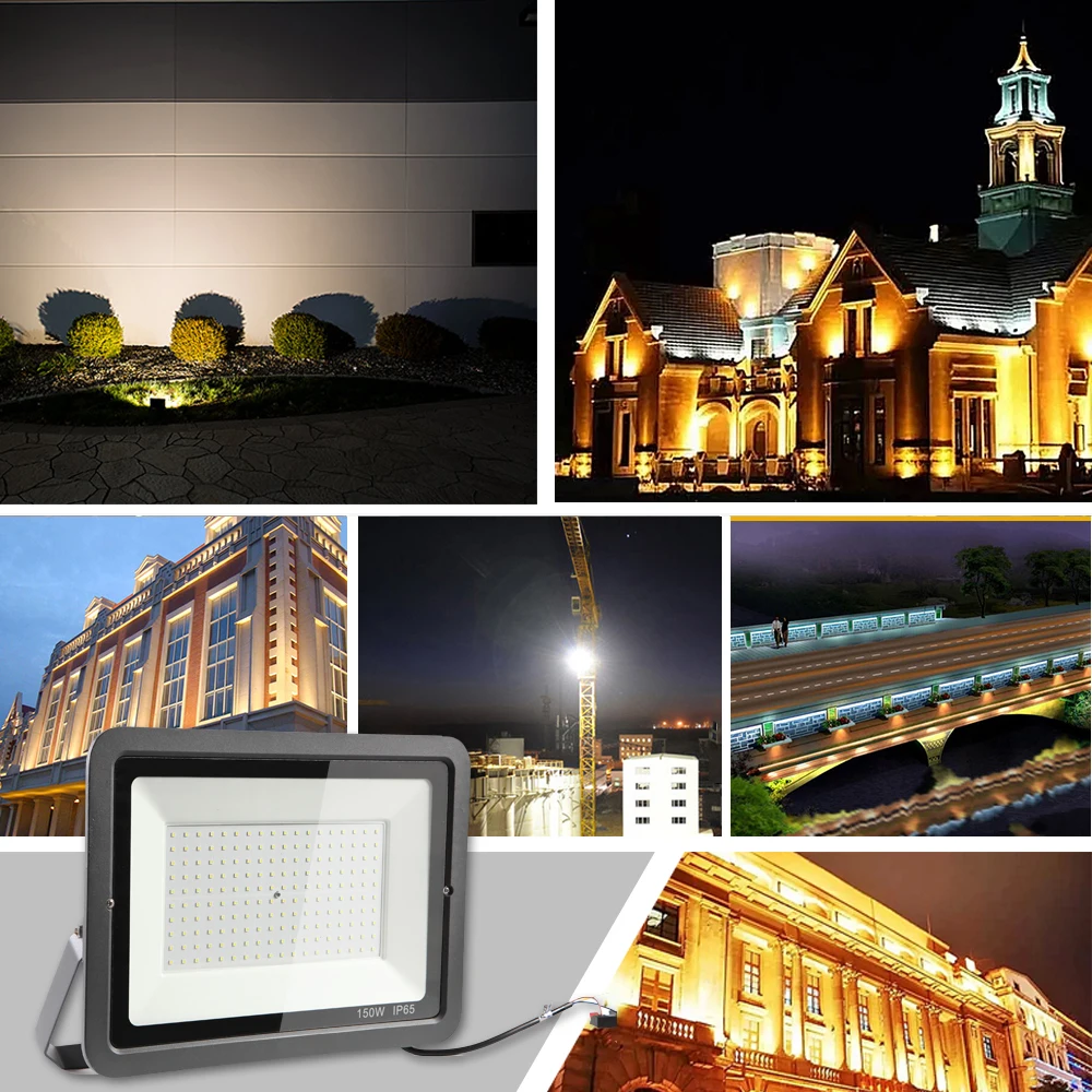 

150W 220V Square Led Floodlight Ed Exterieur Garden Lighting Portable Flood Lights Outdoor Lamp Led Solar Floodlight Lamp Newest