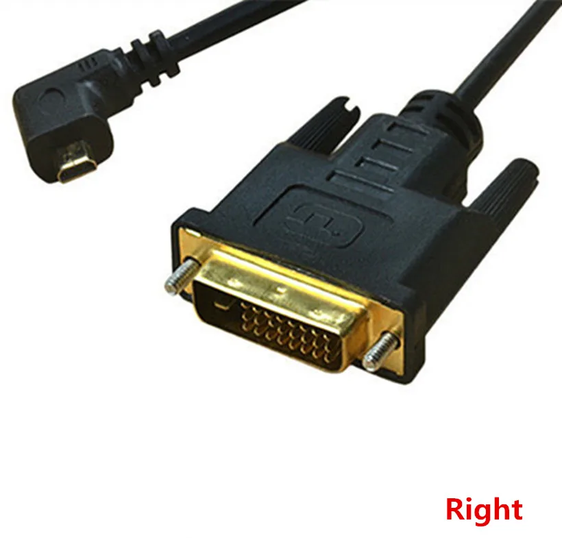 Micro HDMI Type D Up & Down Left Right Angled 90 Degree to DVI 24+1 Cable Plated 3D 4K 1080p Audio for Tablet ComputerTV | Компьютеры и
