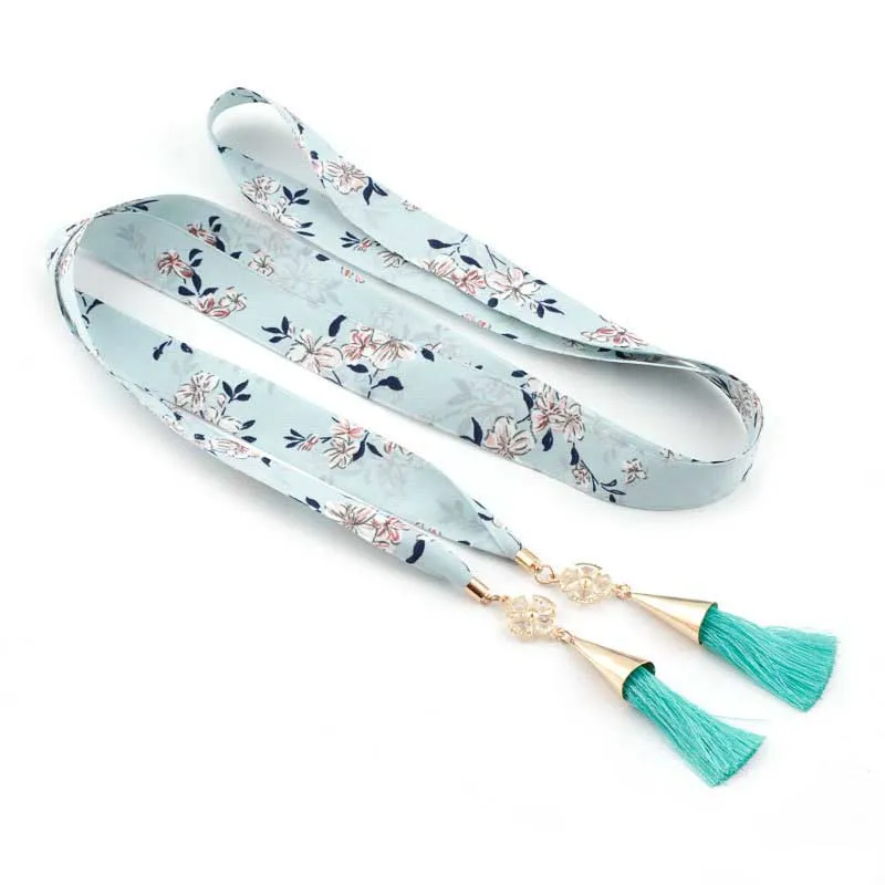 Новый Цветочный шарф из ткани с узлом кристаллами и кисточками красивое