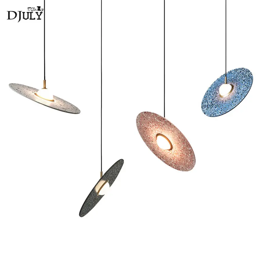 

postmodern Terrazzo UFO led pendant lights for clothing store restaurant bar creative luminaire design villa loft hanging lamp