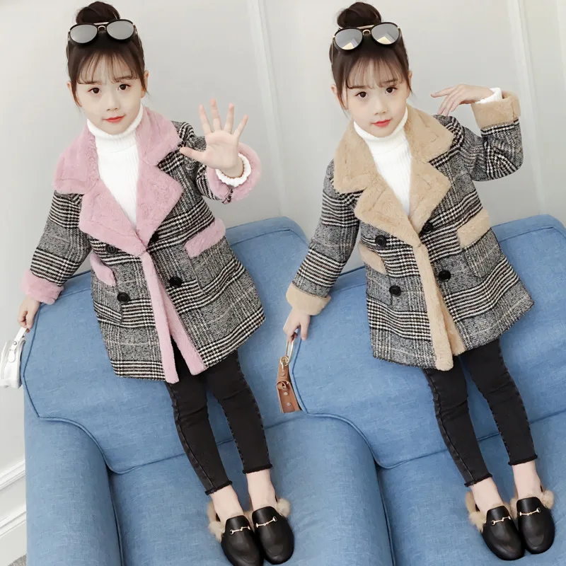 Fashion Winter Girls Long Jacket Thick Warm Plaid Coats Heavyweiht Girl Outerwear Children New Kids Child Clothing | Детская одежда и