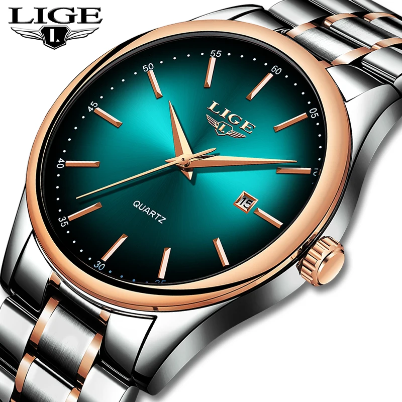 LIGE мужские часы военные Роскошные брендовые кварцевые из нержавеющей стали