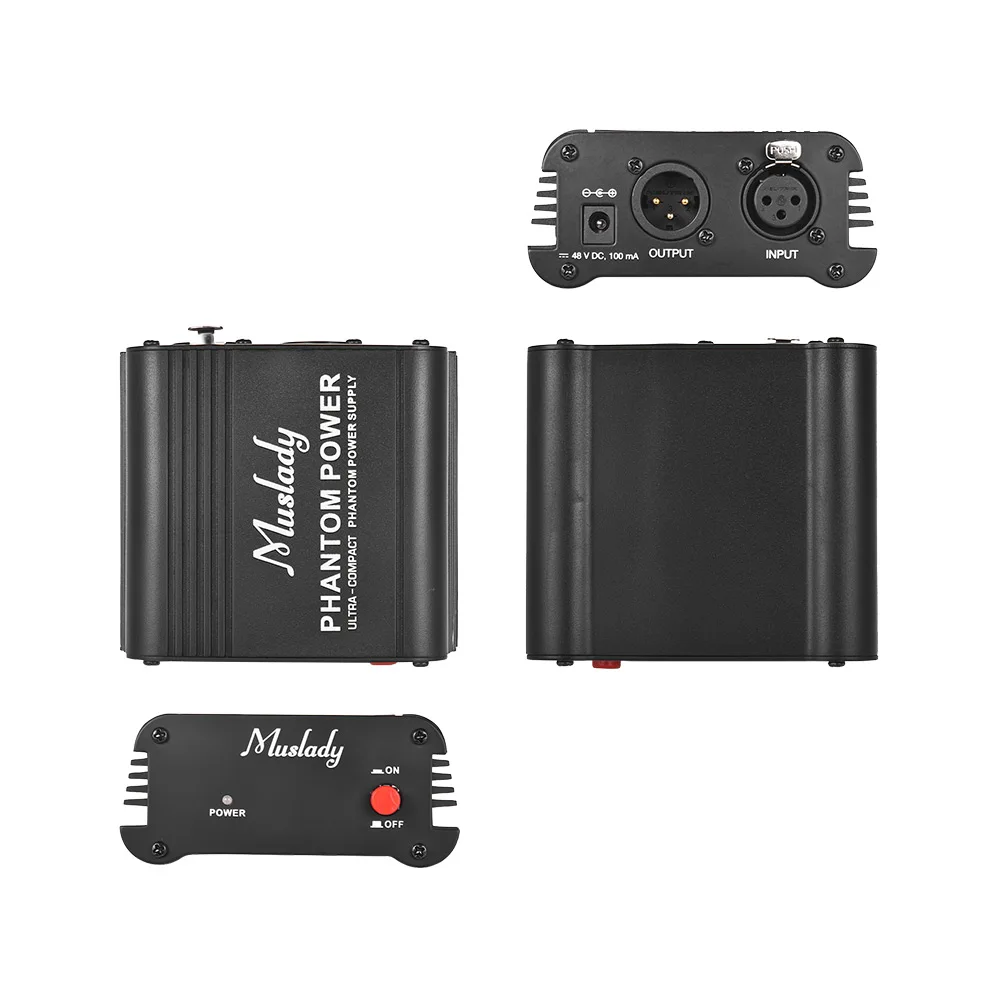 Ультракомпактный микрофон Muslady + источник фантомного питания 48 В с входом и