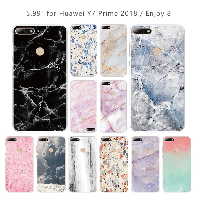 5.99 inch TPU for Huawei Y7 Prime 2018 Phone Fitted Stone Case Enjoy 8 / Nova 2 Lite Silicone Coque Capa Y72017 |