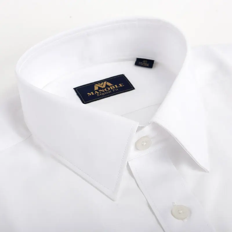 High Quality Men's Dress Shirt Regular Fit Cotton Cufflink Solid Color Long Sleeve Business Suits Blouse