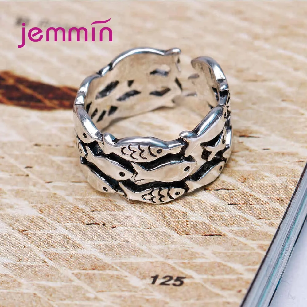 

Promotion Sale 100% 925 Sterling Silver Ring Lovely Fish Design Jewelry for Girl Women Mother Christmas Gifts Drop Shipping