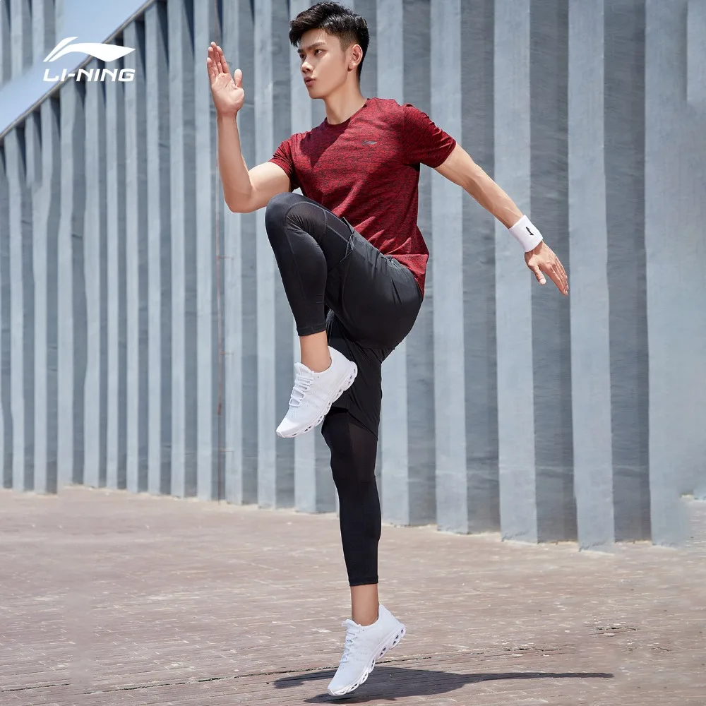 Мужская Спортивная Футболка Li Ning из нейлона и полиэстера стандартная бесшовная