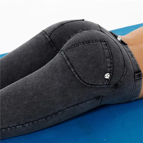 Gray jeans LIBERJOG женские облегающие джинсы с заниженной талией, сексуальные джинсовые узкие брюки, фитнес-брюки, плюс размер, повседневные тонкие женские выбеленные джинсы - Цвет: Gray jeans