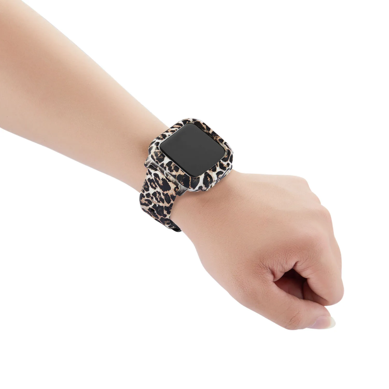 Леопардовый силиконовый спортивный ремешок из ТПУ для Apple Watch Series 5 4 3 2