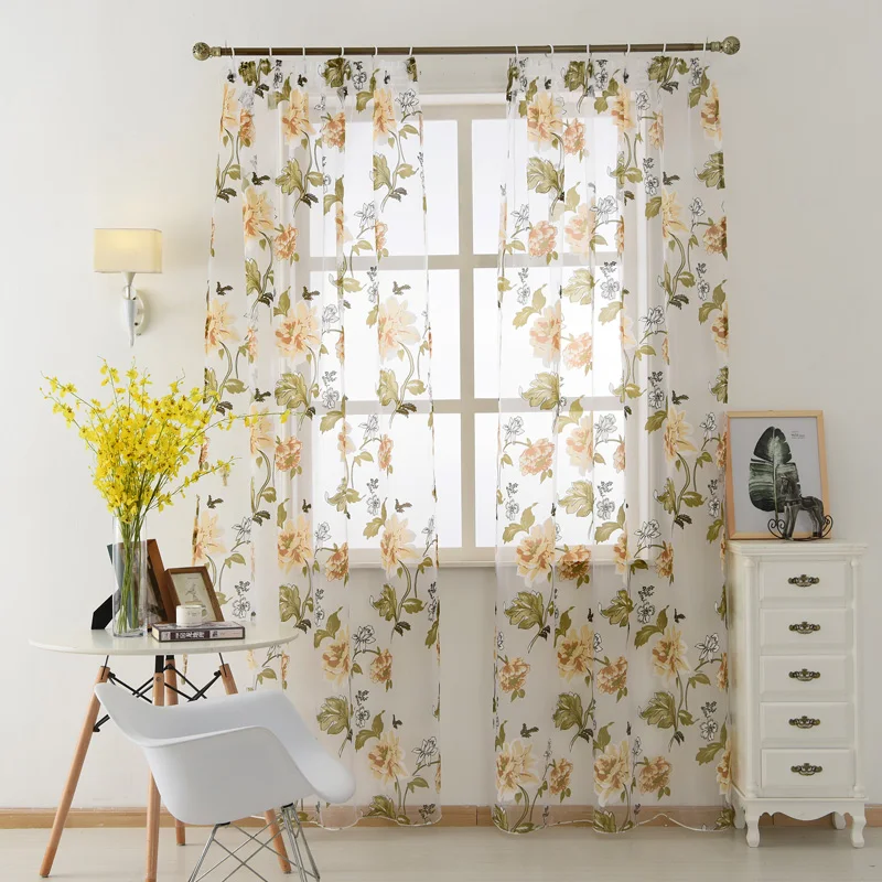 Бесплатная доставка Короткие Тюль ткань занавески выгоревшая дверь для гостиной