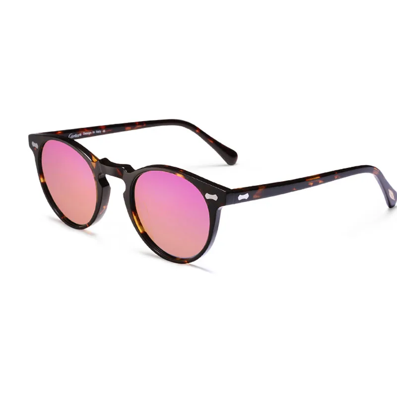Turtle pink Carfia, поляризационные Винтажные Солнцезащитные очки, классические, фирменный дизайн, Gregory Peck, круглые солнцезащитные очки для мужчин и женщин, солнцезащитные очки,, UV400, 5288 - Цвет линз: Turtle pink