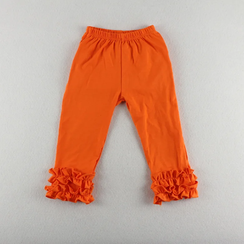 Orange JOYHOPY/хлопковые мягкие удобные леггинсы для маленьких девочек; брюки; Тройная оборка; детские леггинсы; высокое качество; брюки для малышей - Цвет: Orange