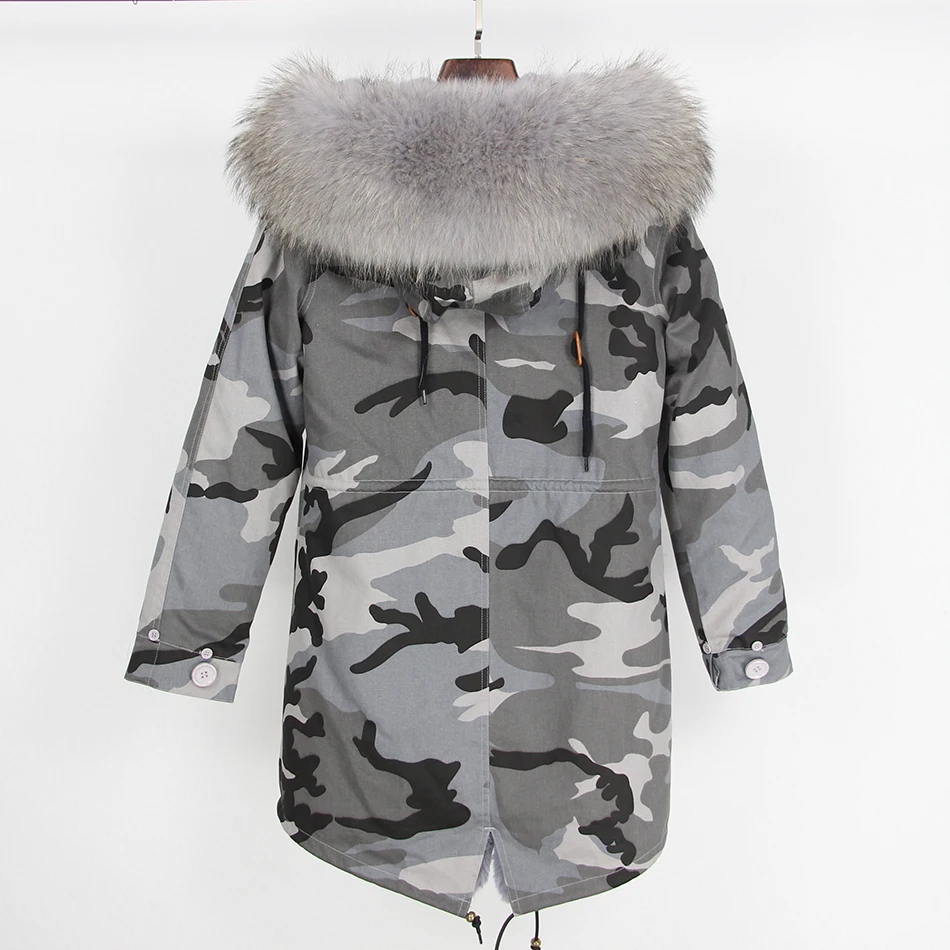 OFTBUY длинная Камуфляжная парка зимняя куртка пальто женское пальто из натурального меха парки Большой натуральный мех енота воротник теплый толстый мех