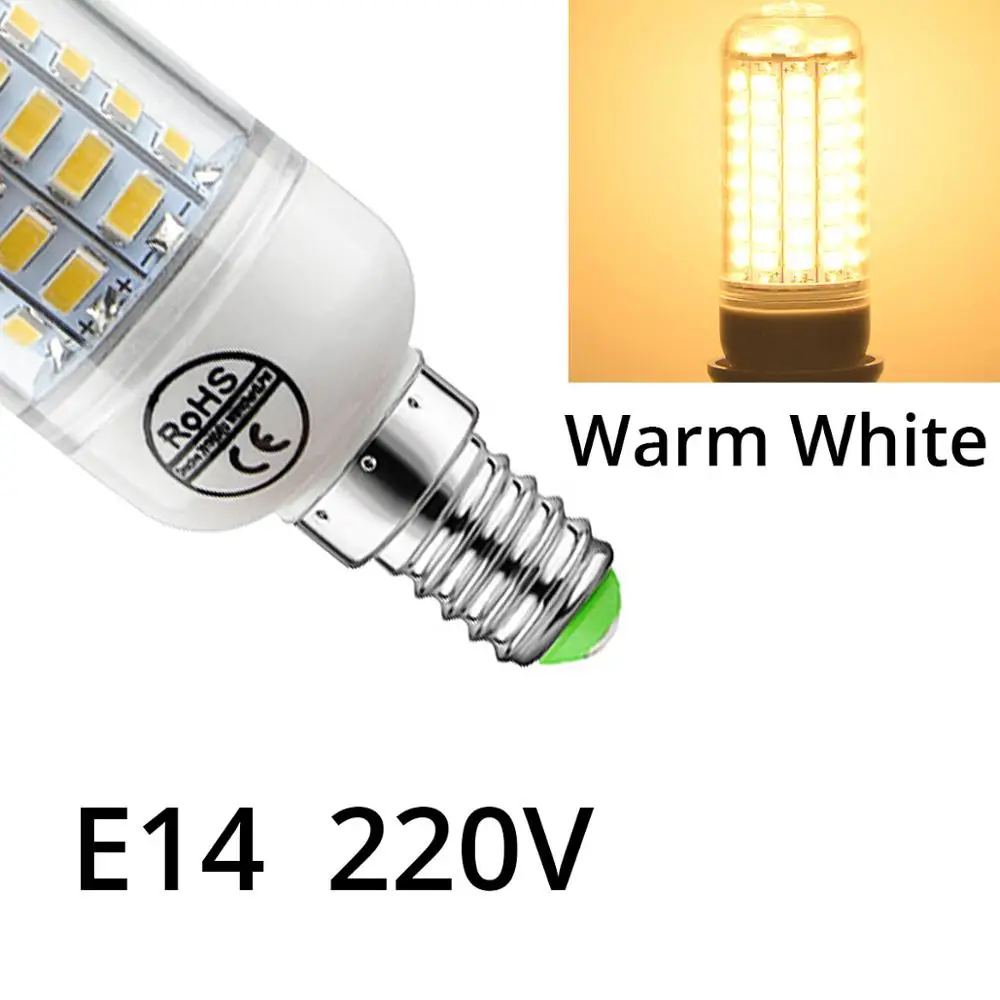 E14 Warm White AIMENGTE E27 светодиодный светильник 220V SMD 5730 E14 светодиодный свет лампы 24/36/48/56/69/72 Вт/светодиодная лампочка Кукуруза Светодиодный прожектор светодиодные настольные лампы Люстра - Испускаемый цвет: E14 Warm White