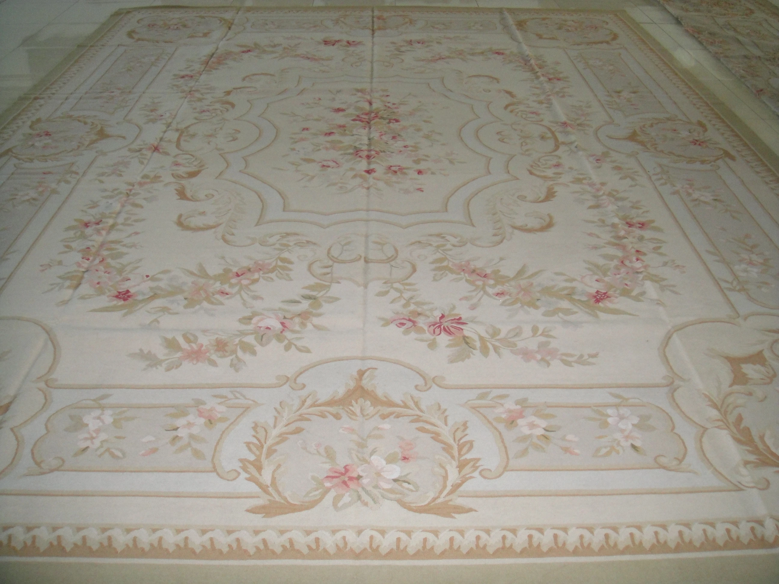 Kopen Gratis Verzending 8'x10 'Aubusson Tapijten Hand Weefde Wollen Tapijten Beige En Medallian Aubusson Tapijten Voor Thuis Decoratie Bedrooom Tapijten