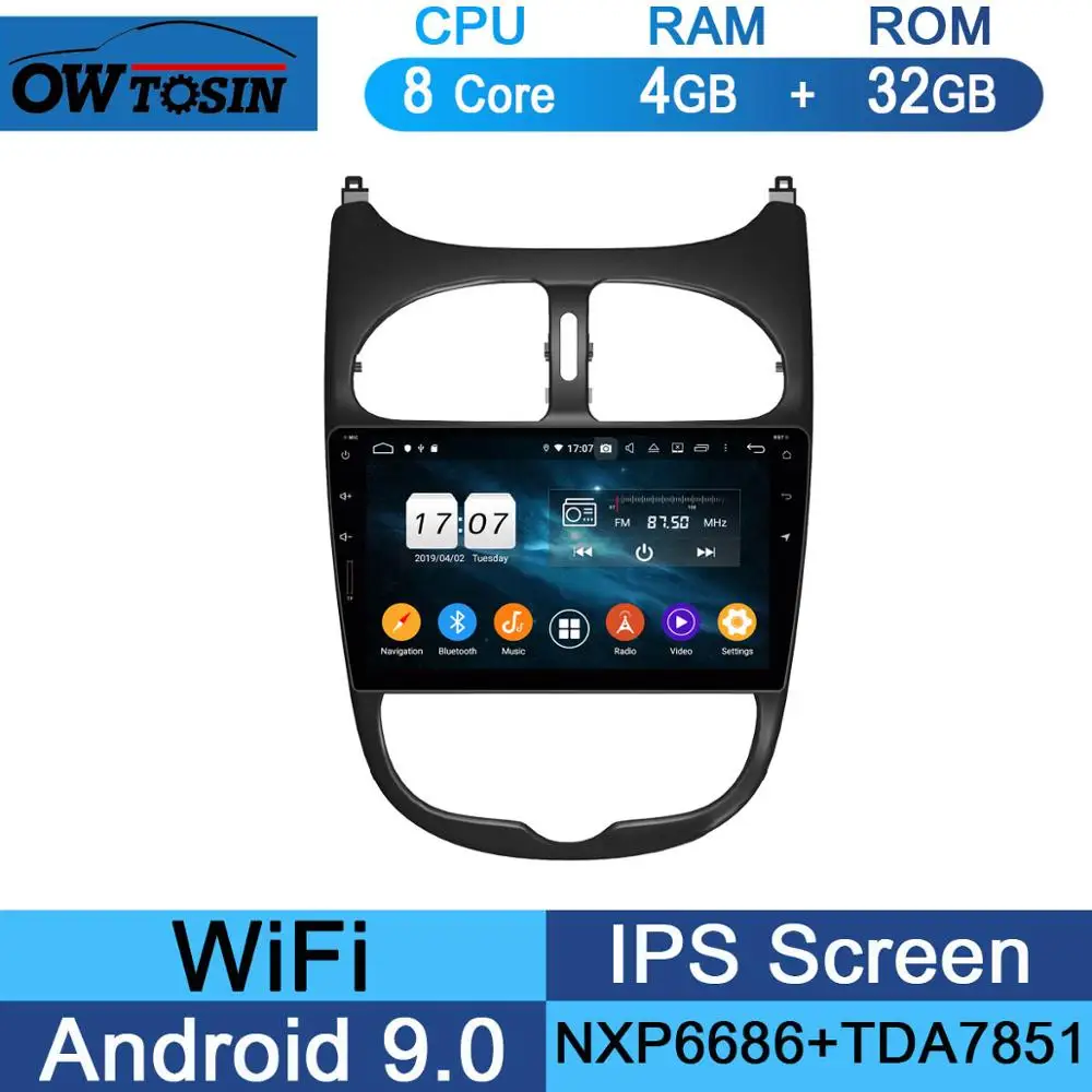 32G " ips Android 9,0 8 ядерный 4G+ 64G Автомобильный DVD Радио мультимедийный плеер gps для PG PEUGEOT 206 PG206 DSP CarPlay Parrot BT Adas стерео - Цвет: 32G