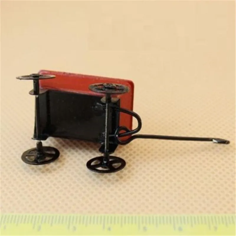 Eatingbiting (R) Кукольный Миниатюрный Металл Красный тянуть тележку с Колёса 1:12 Весы