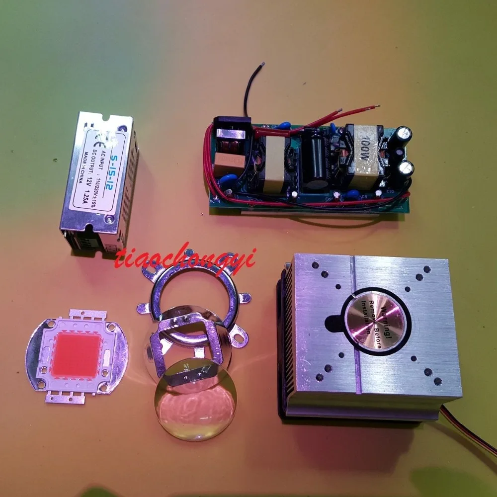 100W DIY led grow light 380-840nm kit LED +diver+heatsink +90Degree lens | Лампы и освещение