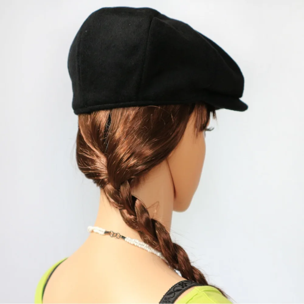 Boolawdee чистый шерстяные восьмиугольная черный Newsboy Cap для пожилых художник и шляпу