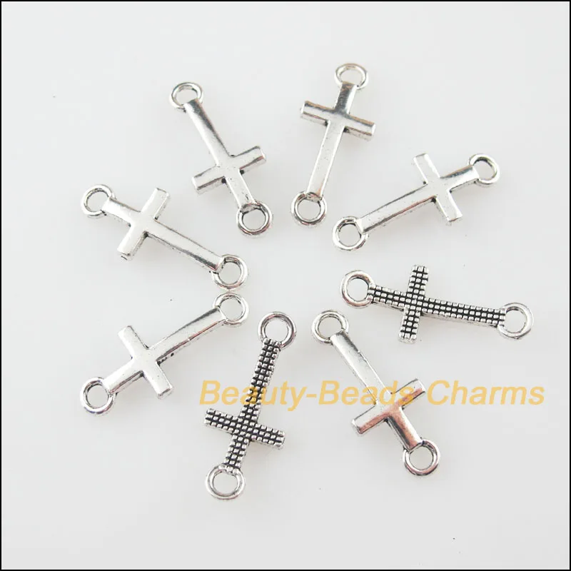 70 шт Тибетский серебристый цвет Гладкой Крест Подвески Разъемы 8x20mm | Украшения и