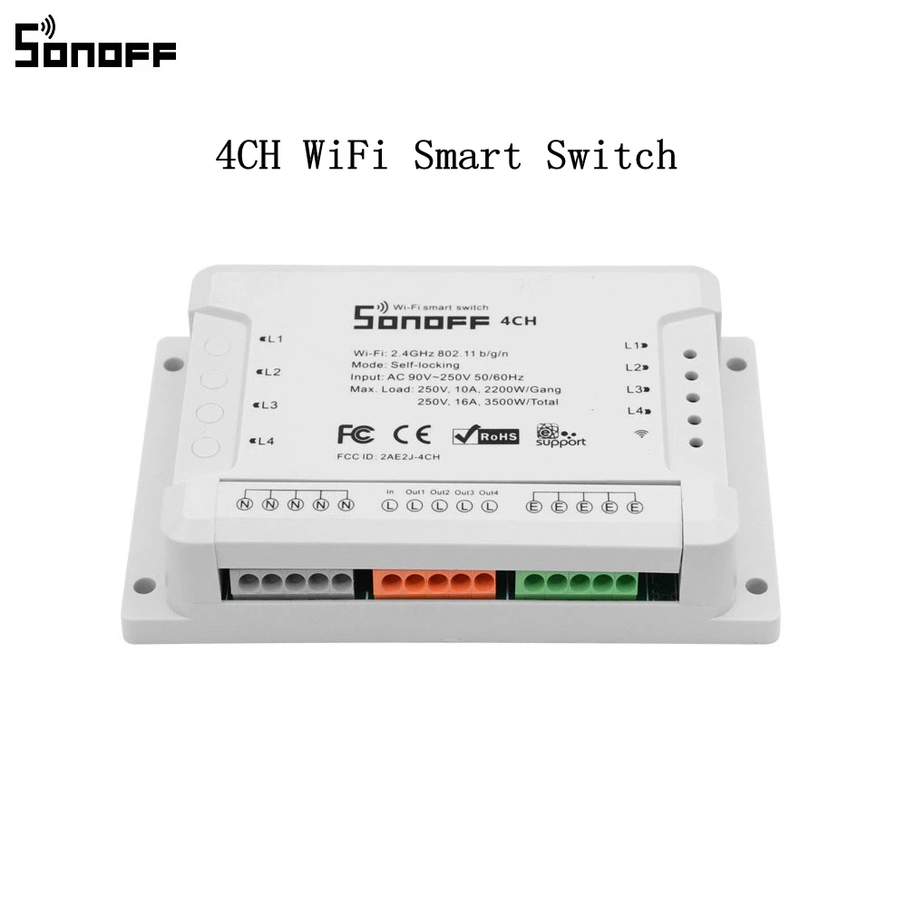 4CH WiFi Switch SONOFF умный дом комплект беспроводной Wi-Fi Температура Влажность 4CH умный переключатель человеческого тела датчик движения пульт дистанционного управления Замена - Цвет: 4CH WiFi Switch
