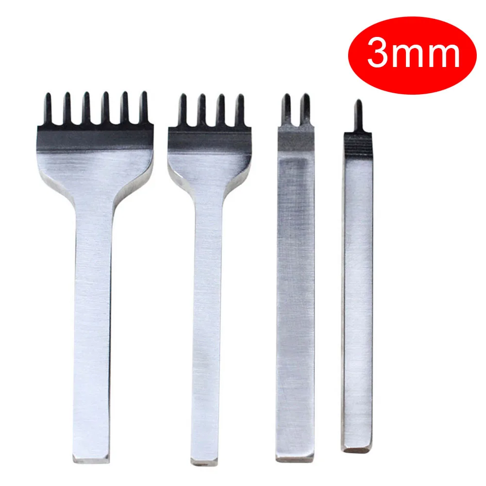 3mm 4 шт./компл. кожаное ремесло набор из нержавеющей стали 1+ 2+ 3+ 6 отверстий долото гравировки шить Удар Инструменты Kit 3 мм/4 мм/5 мм/6 мм для продажи - Цвет: 3mm